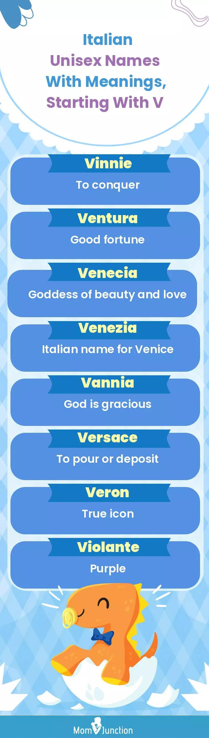  Italian Unisex Names with Meanings, Starting With V(infographic)