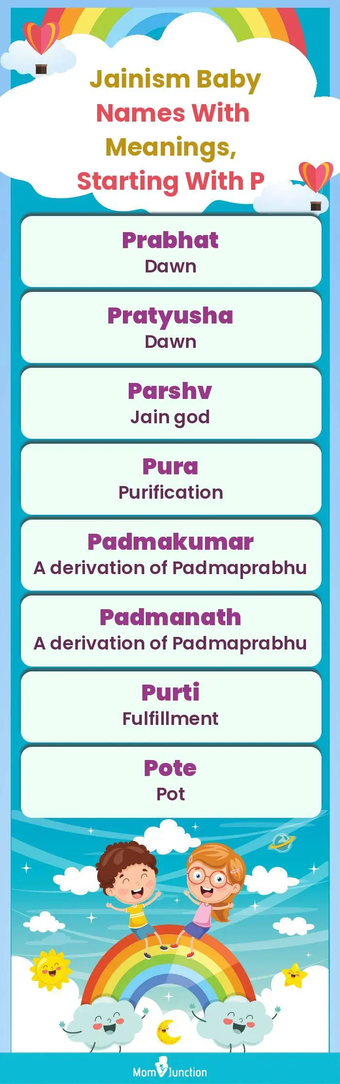  Jainism Baby Names with Meanings, Starting With P(infographic)