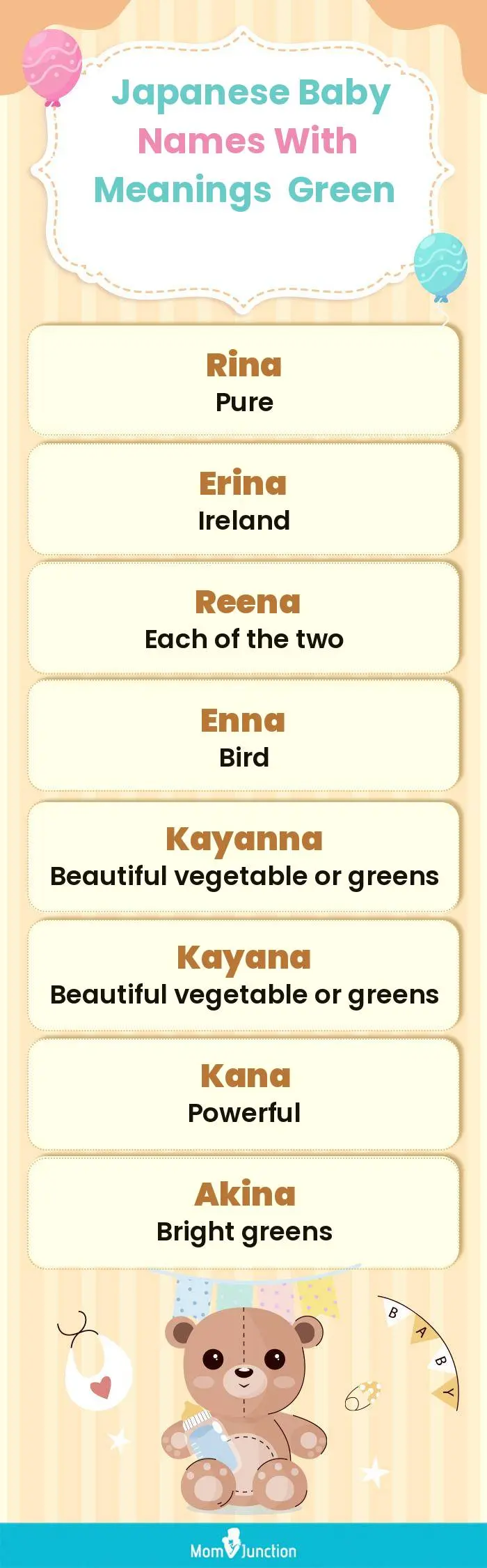  Japanese Baby Names with Meanings Green(infographic)