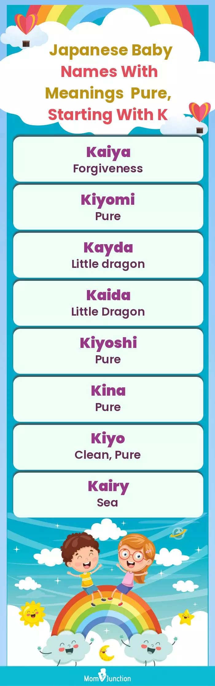  Japanese Baby Names with Meanings Pure, Starting With K(infographic)