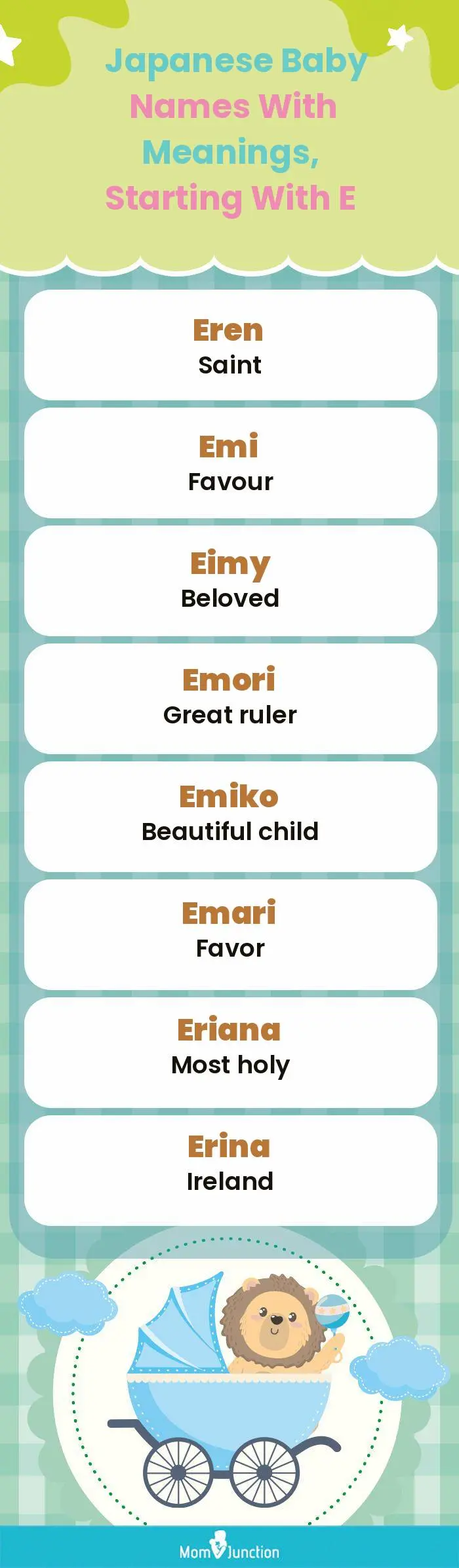  Japanese Baby Names with Meanings, Starting With E(infographic)