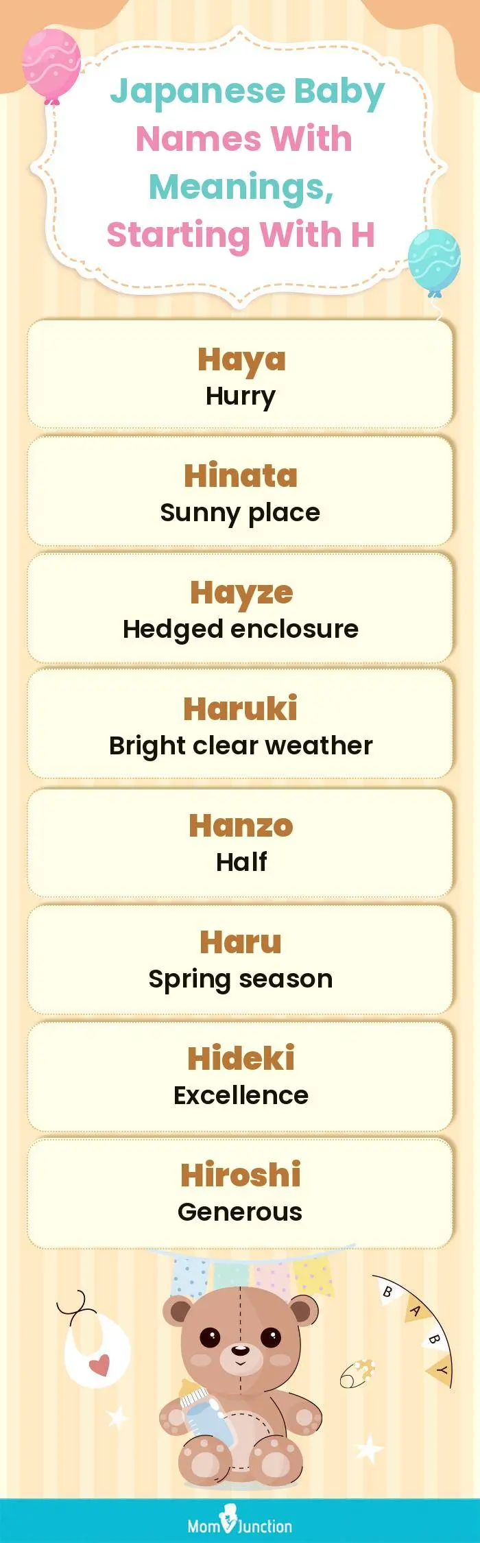  Japanese Baby Names with Meanings, Starting With H(infographic)