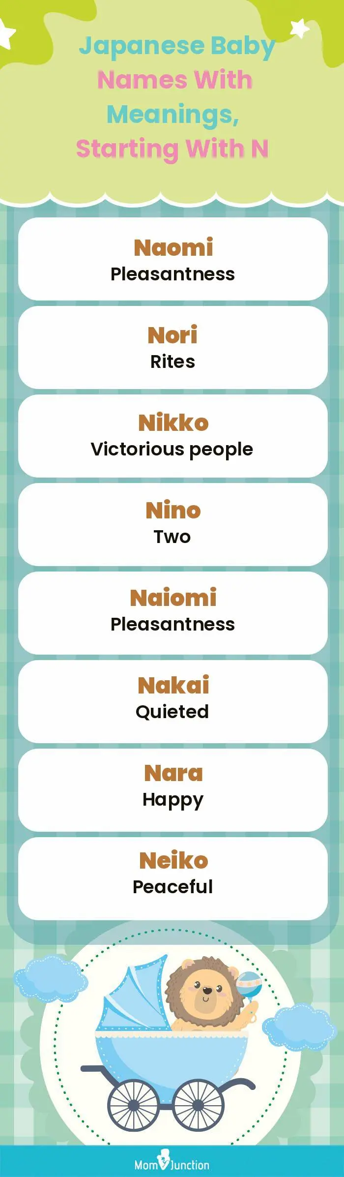  Japanese Baby Names with Meanings, Starting With N(infographic)