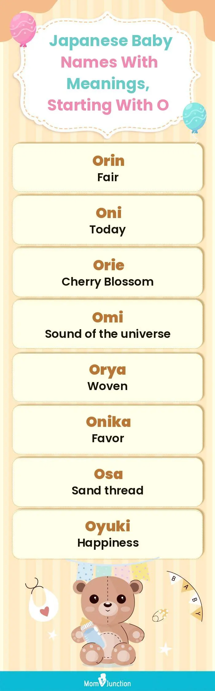  Japanese Baby Names with Meanings, Starting With O(infographic)