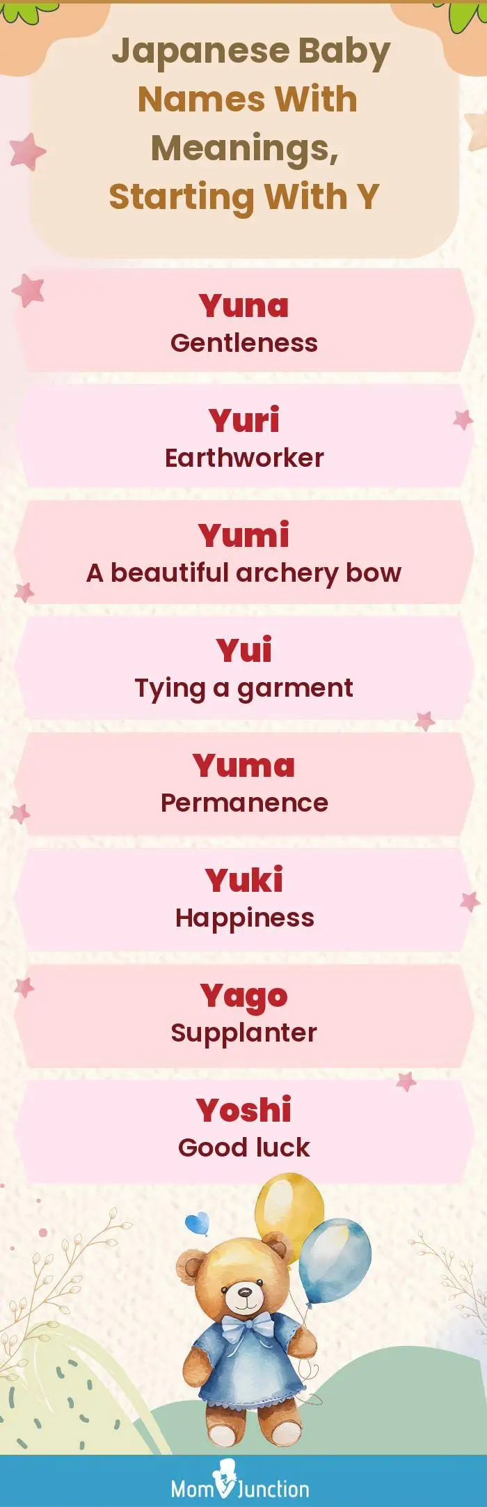  Japanese Baby Names with Meanings, Starting With Y(infographic)