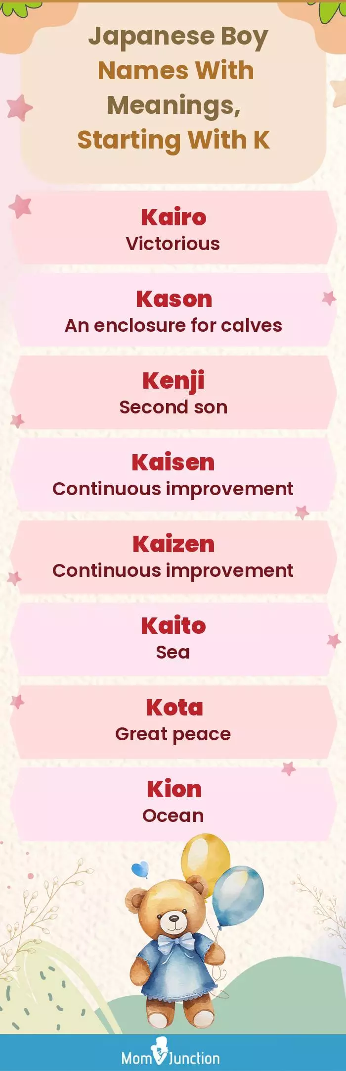  Japanese Boy Names with Meanings, Starting With K(infographic)