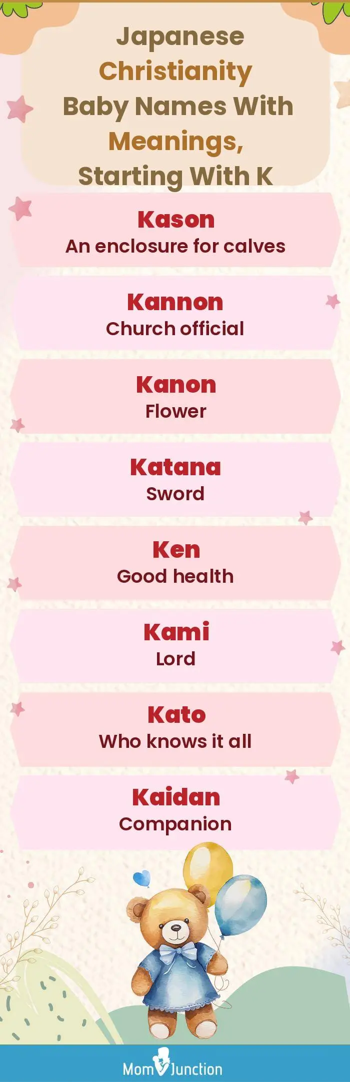  Japanese Christianity Baby Names with Meanings, Starting With K(infographic)