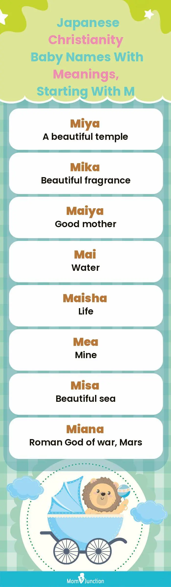  Japanese Christianity Baby Names with Meanings, Starting With M(infographic)