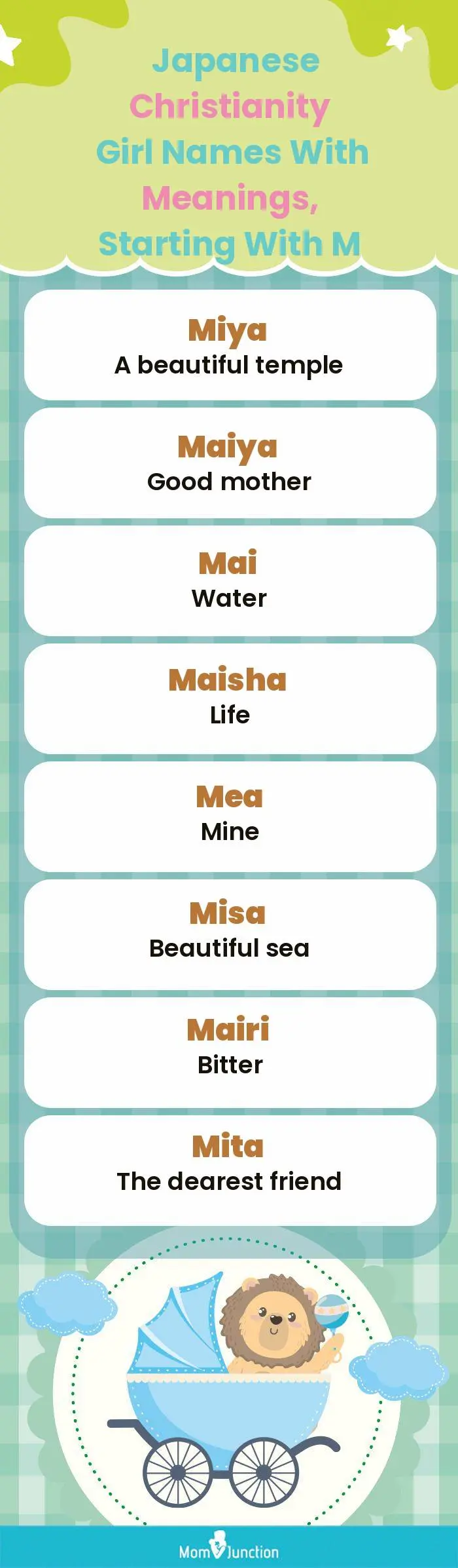  Japanese Christianity Girl Names with Meanings, Starting With M(infographic)