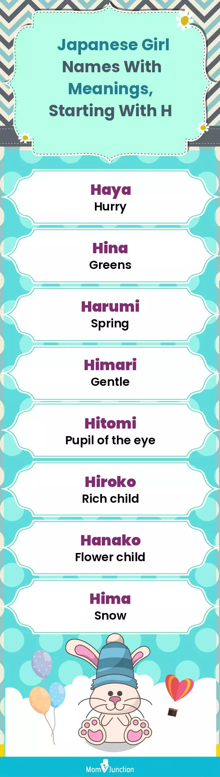  Japanese Girl Names with Meanings, Starting With H(infographic)