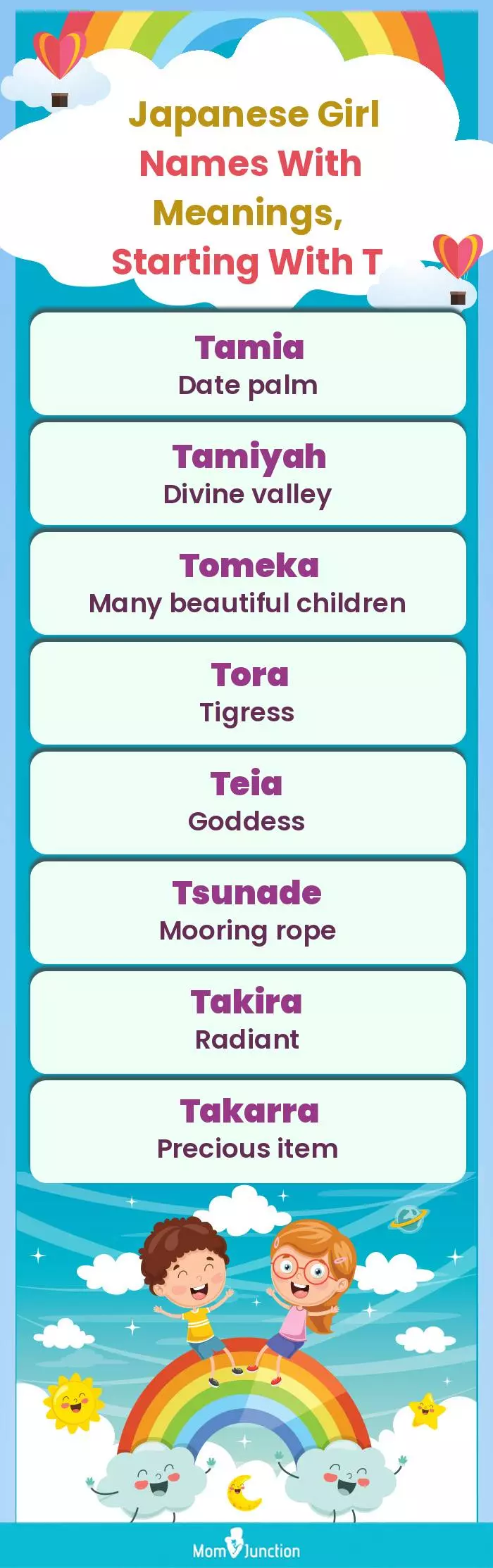  Japanese Girl Names with Meanings, Starting With T(infographic)