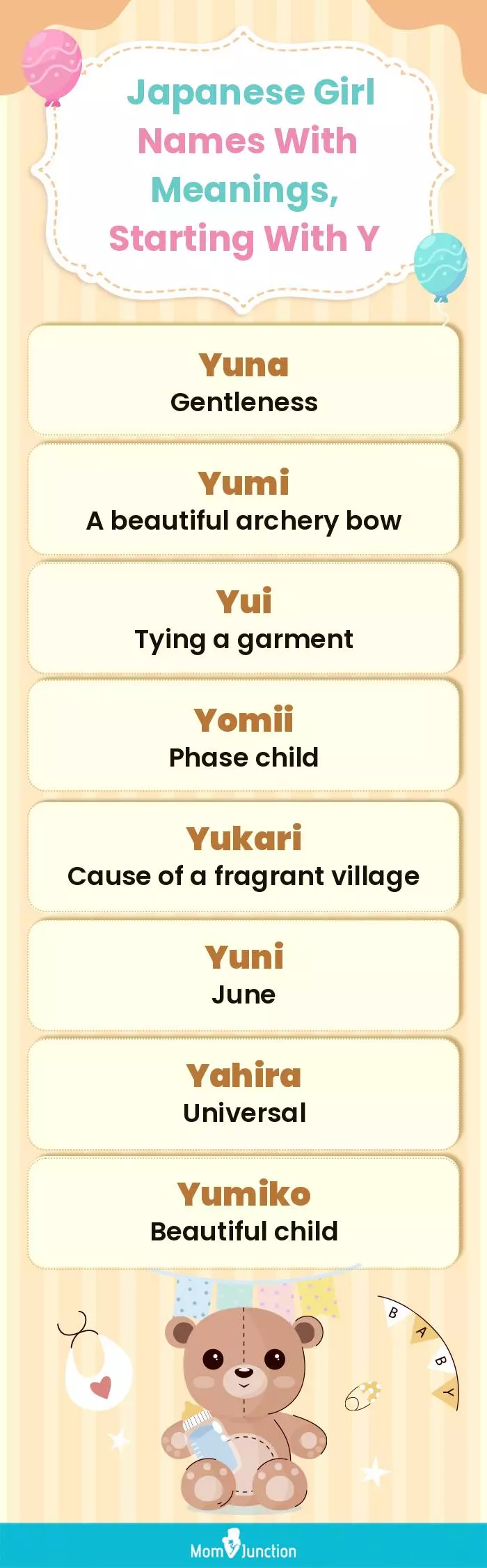  Japanese Girl Names with Meanings, Starting With Y(infographic)