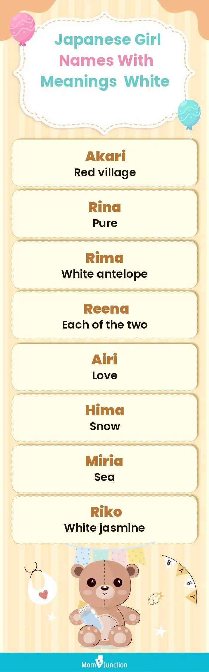  Japanese Girl Names with Meanings White(infographic)