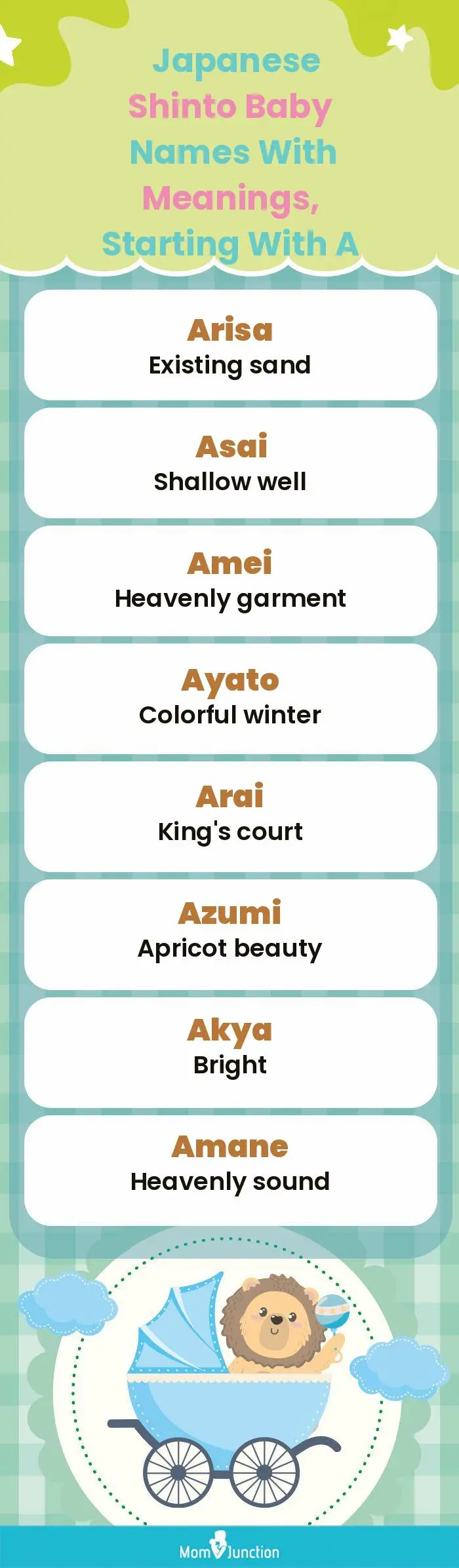  Japanese Shinto Baby Names with Meanings, Starting With A(infographic)