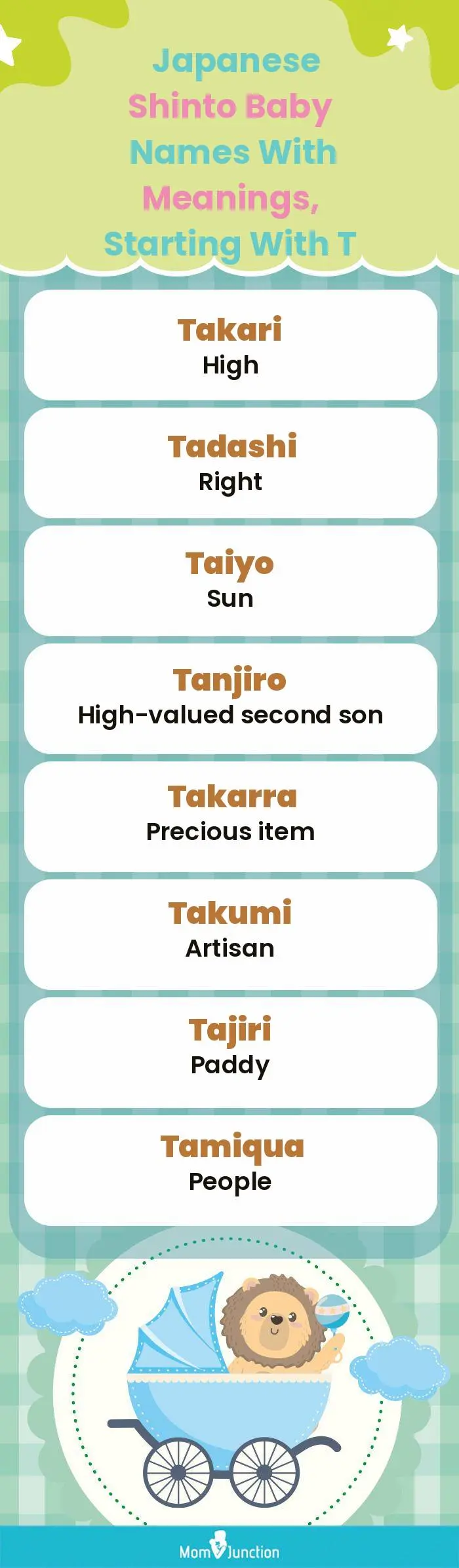  Japanese Shinto Baby Names with Meanings, Starting With T(infographic)