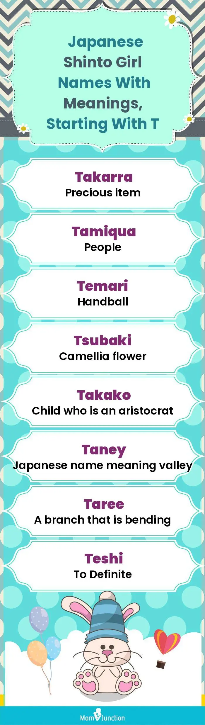  Japanese Shinto Girl Names with Meanings, Starting With T(infographic)