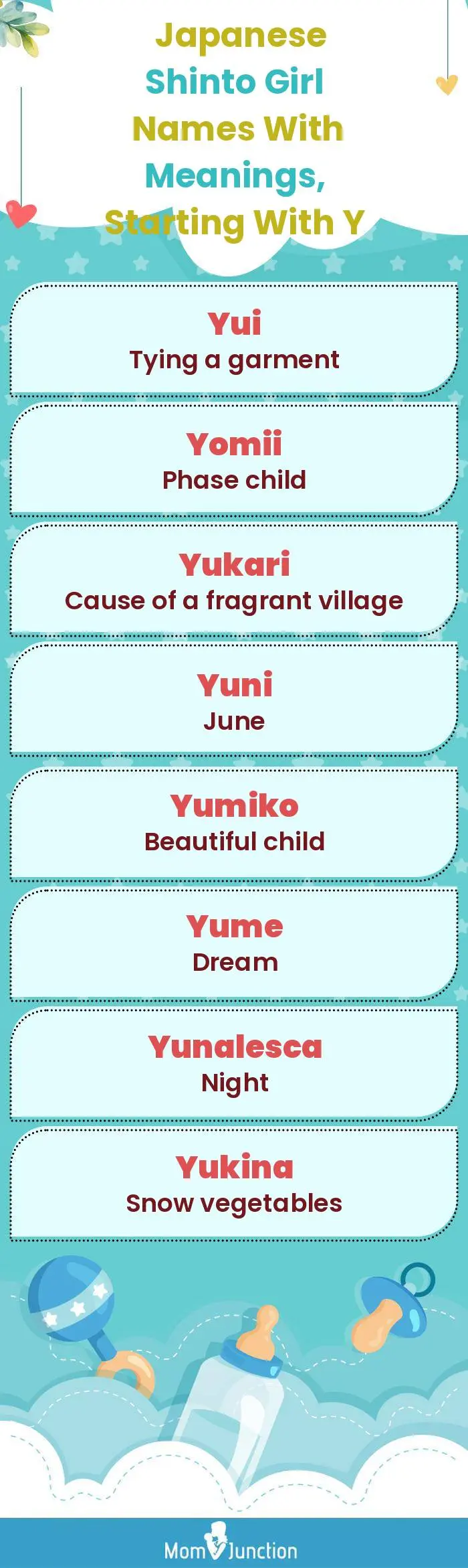  Japanese Shinto Girl Names with Meanings, Starting With Y(infographic)