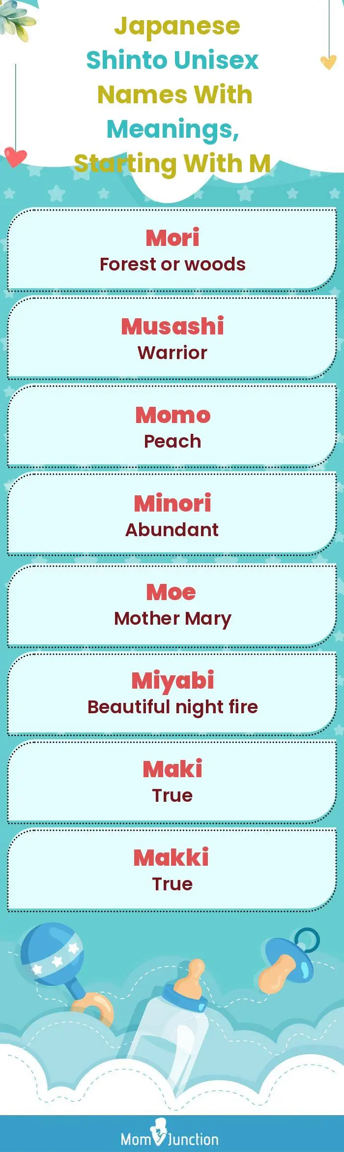  Japanese Shinto Unisex Names with Meanings, Starting With M(infographic)