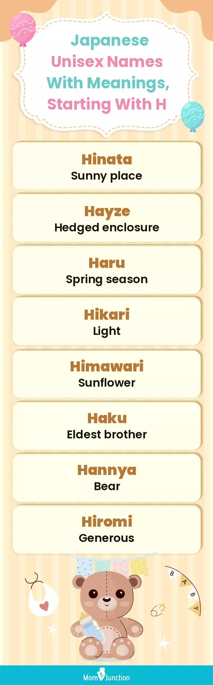  Japanese Unisex Names with Meanings, Starting With H(infographic)