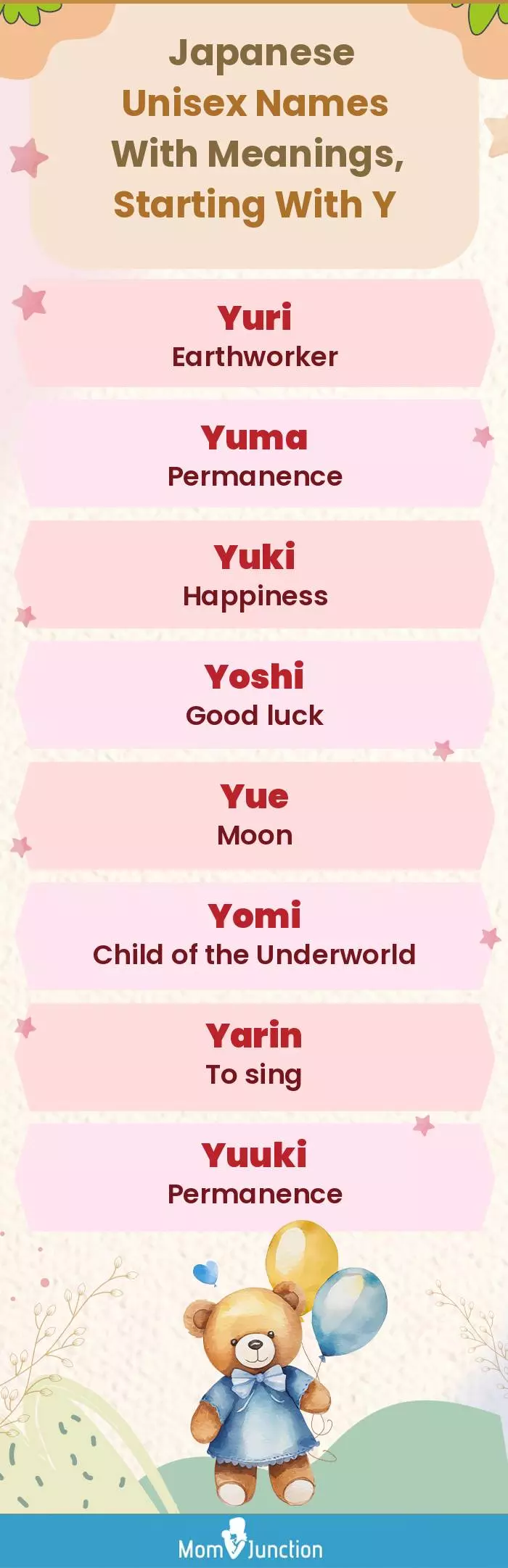  Japanese Unisex Names with Meanings, Starting With Y(infographic)