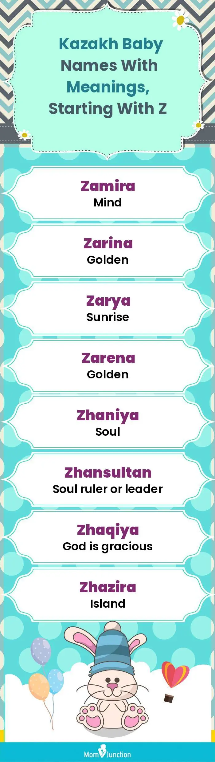  Kazakh Baby Names with Meanings, Starting With Z(infographic)