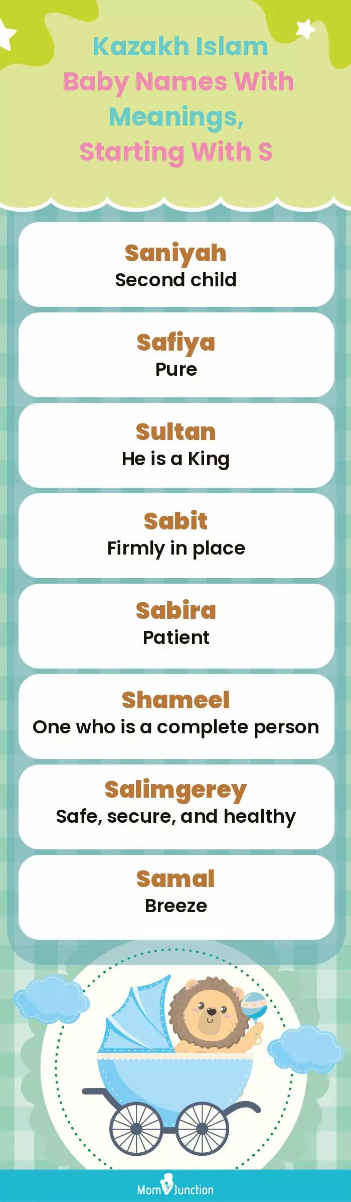  Kazakh Islam Baby Names with Meanings, Starting With S(infographic)