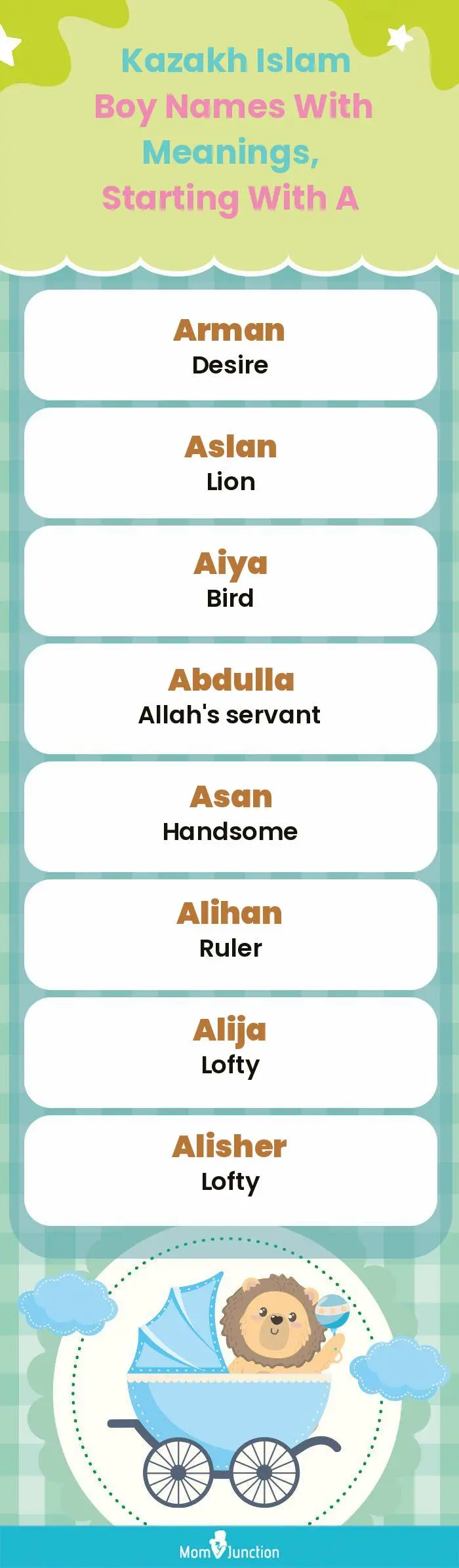  Kazakh Islam Boy Names with Meanings, Starting With A(infographic)