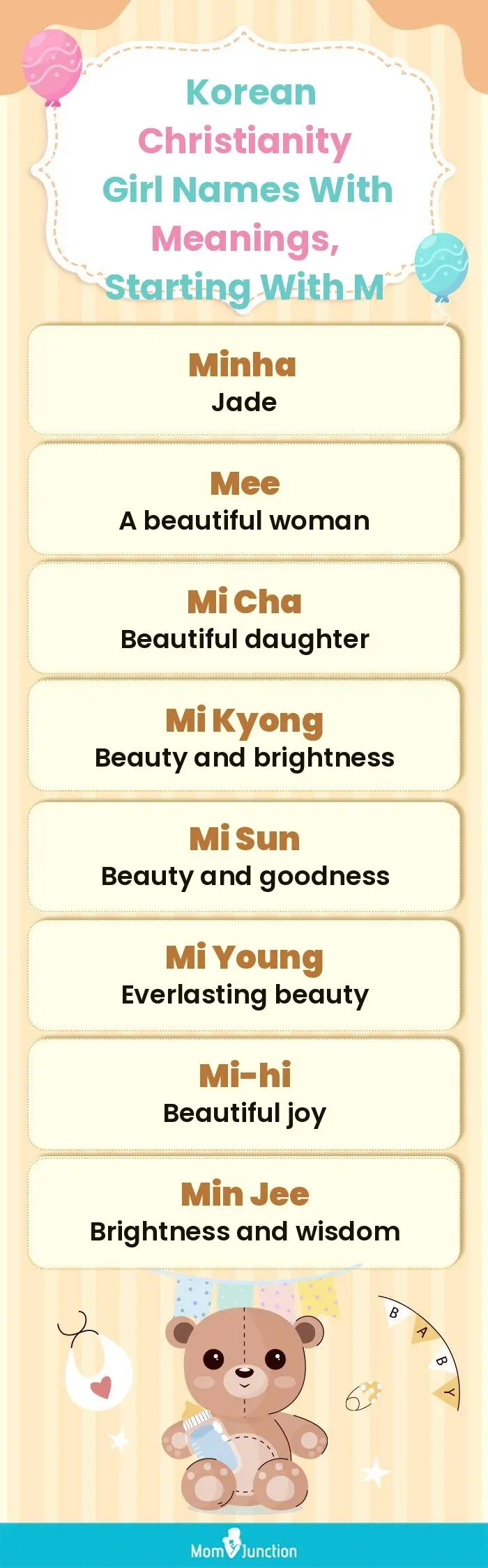  Korean Christianity Girl Names with Meanings, Starting With M(infographic)