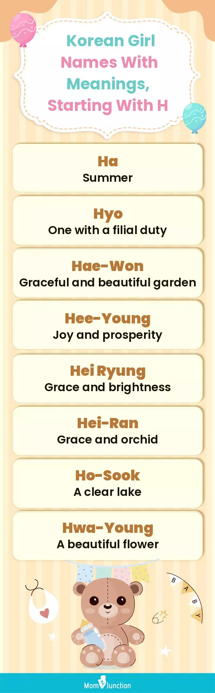  Korean Girl Names with Meanings, Starting With H(infographic)