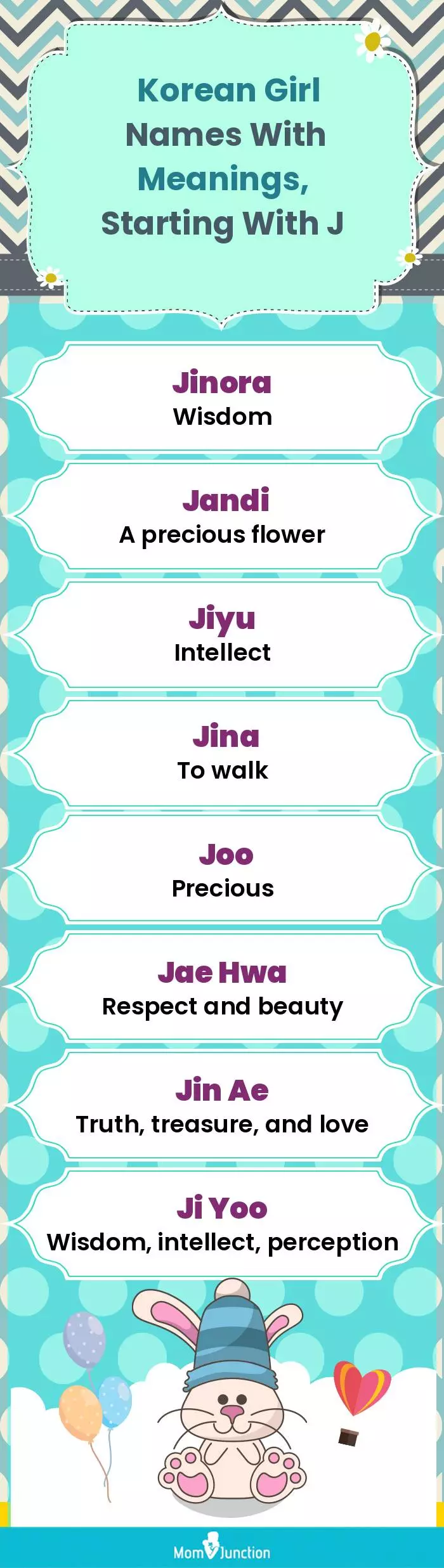  Korean Girl Names with Meanings, Starting With J(infographic)