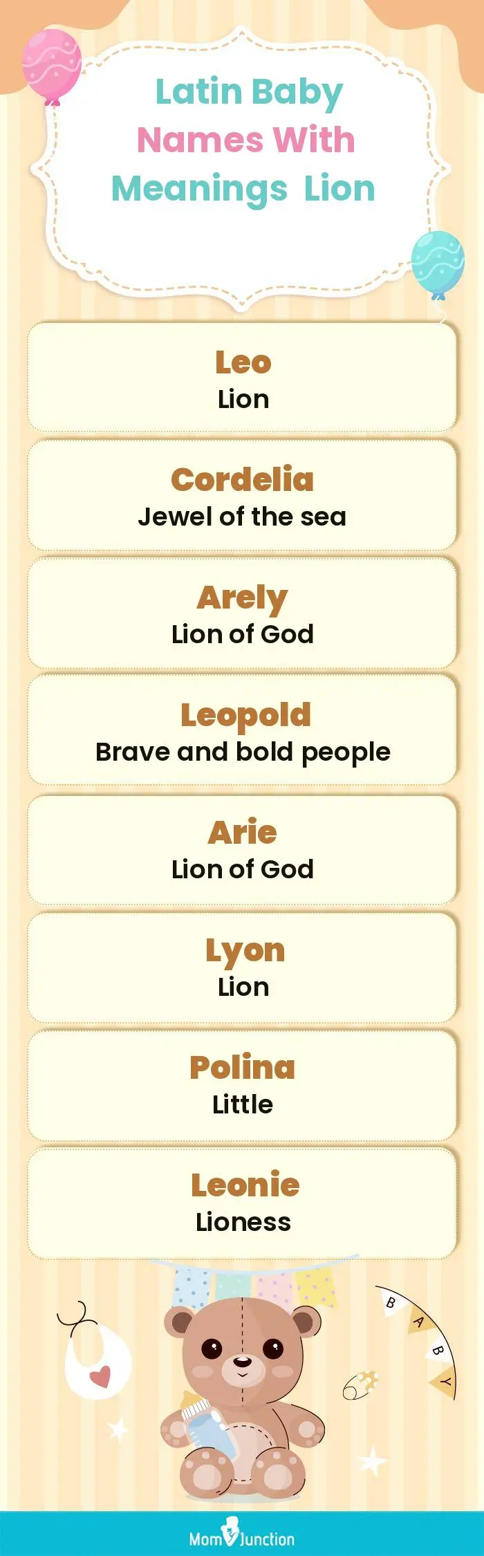  Latin Baby Names with Meanings Lion(infographic)