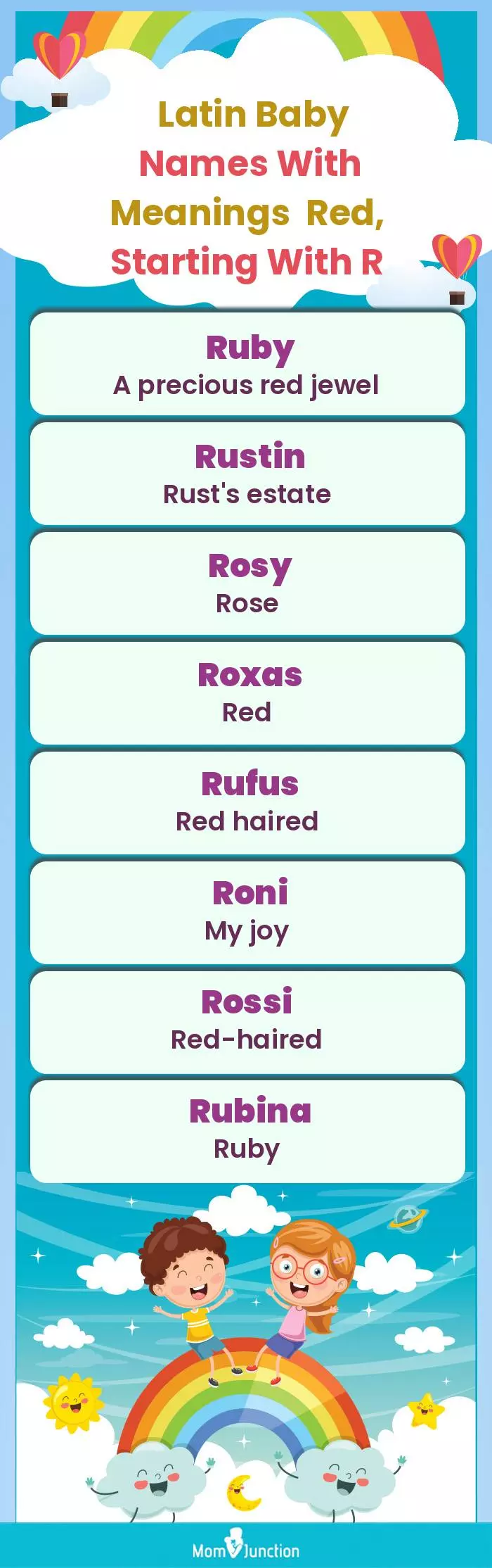  Latin Baby Names with Meanings Red, Starting With R(infographic)