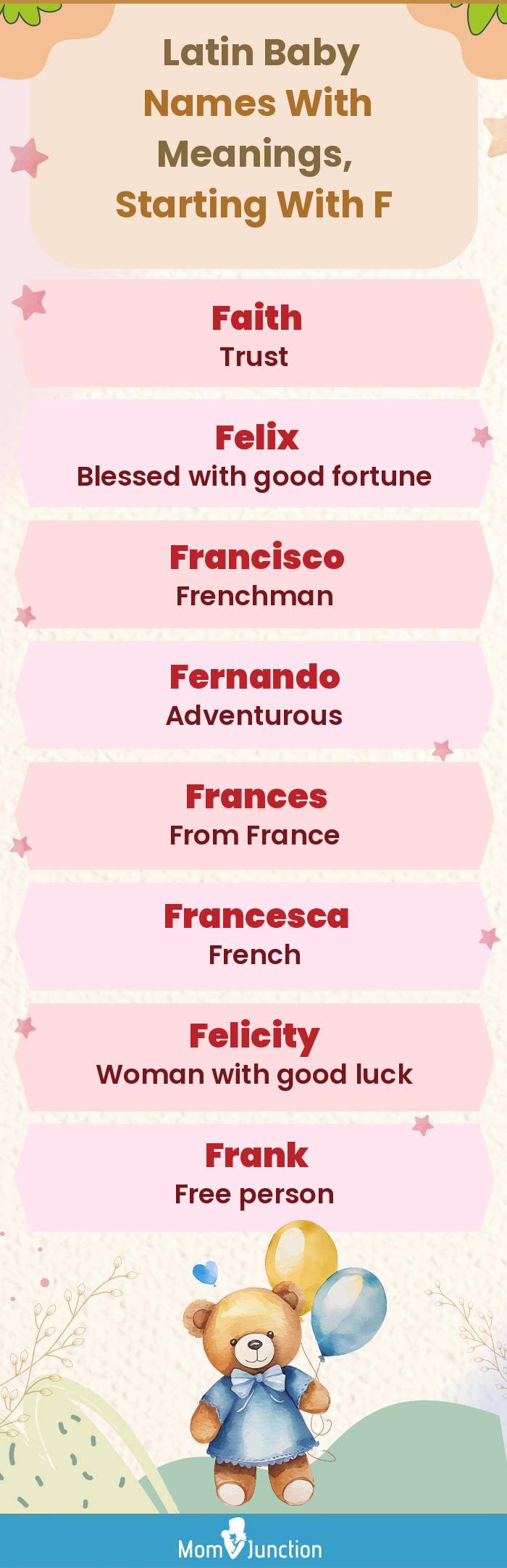  Latin Baby Names with Meanings, Starting With F(infographic)