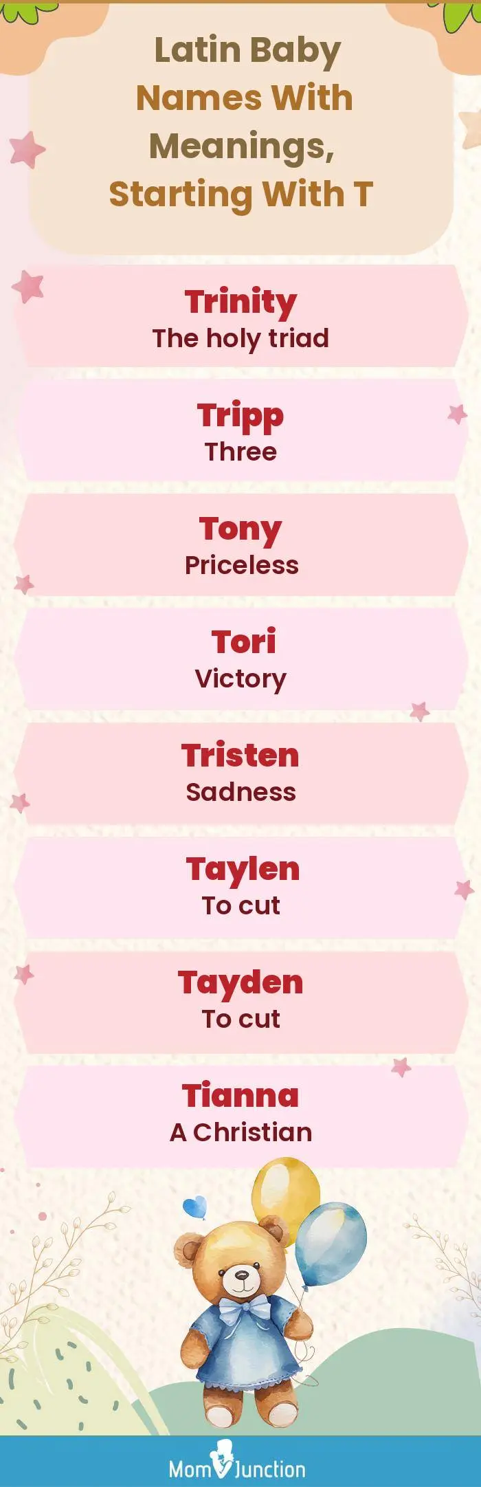  Latin Baby Names with Meanings, Starting With T(infographic)