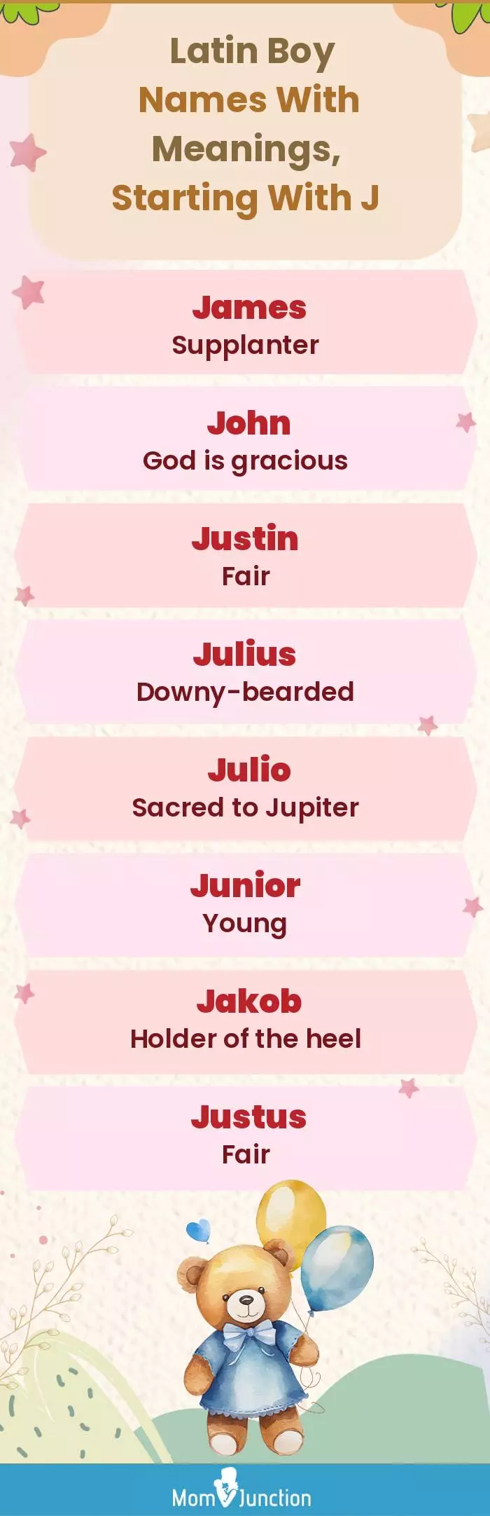  Latin Boy Names with Meanings, Starting With J(infographic)