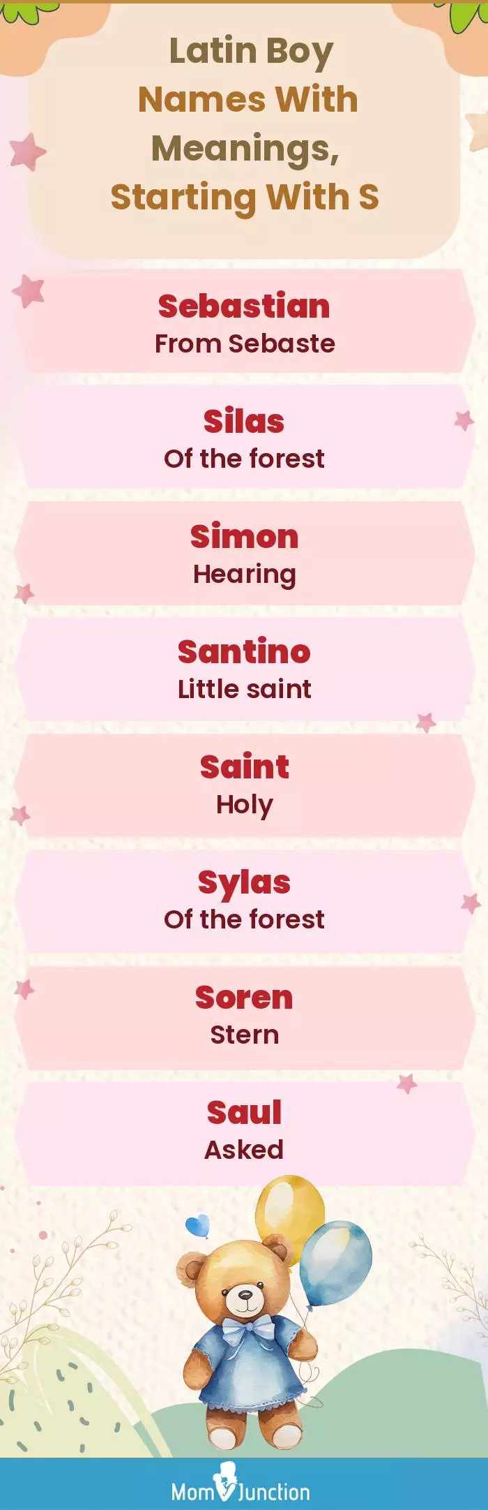  Latin Boy Names with Meanings, Starting With S(infographic)