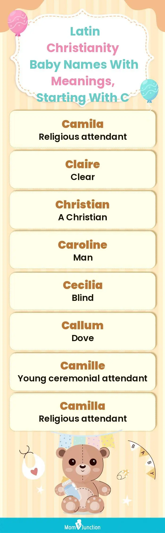  Latin Christianity Baby Names with Meanings, Starting With C(infographic)