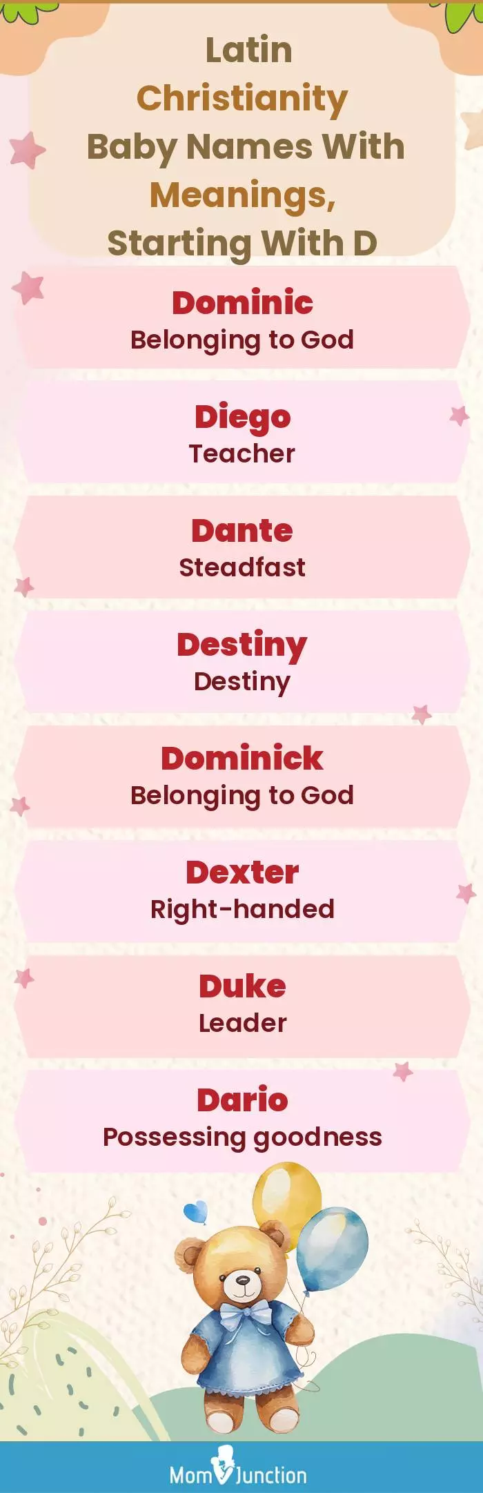  Latin Christianity Baby Names with Meanings, Starting With D(infographic)