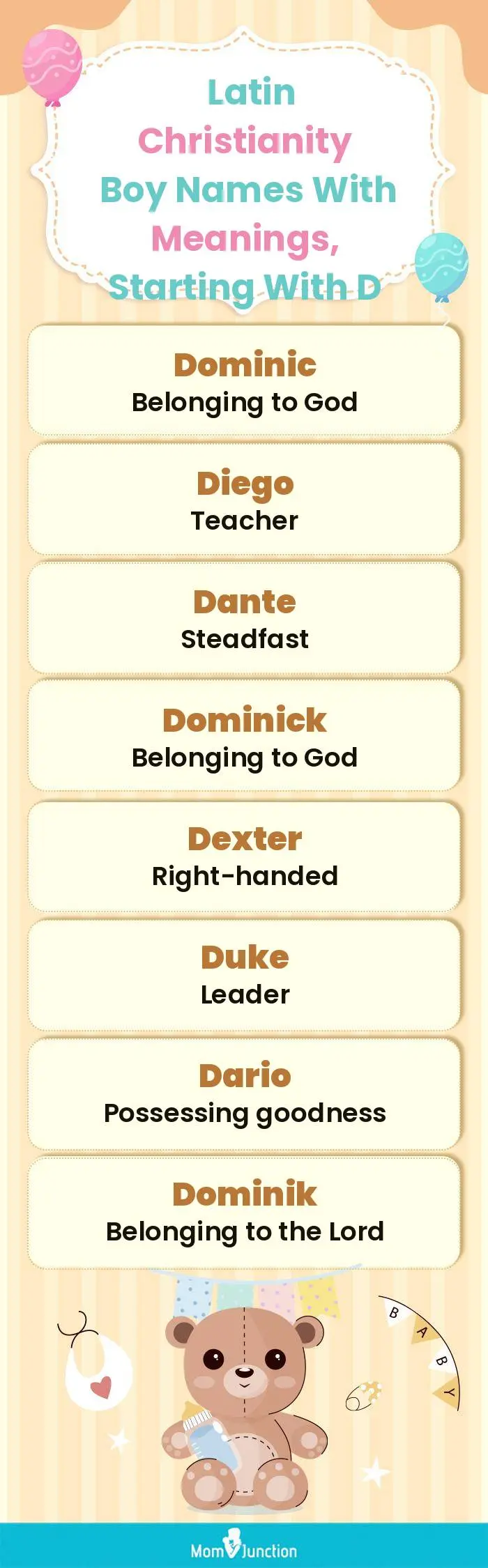  Latin Christianity Boy Names with Meanings, Starting With D(infographic)