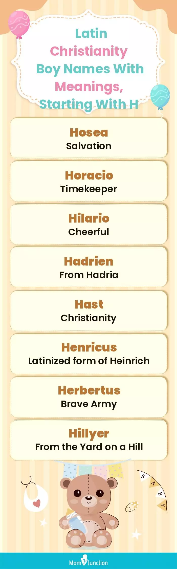  Latin Christianity Boy Names with Meanings, Starting With H(infographic)