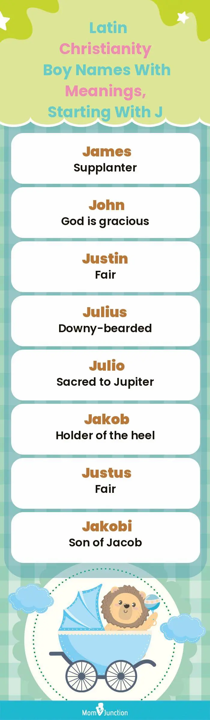  Latin Christianity Boy Names with Meanings, Starting With J(infographic)