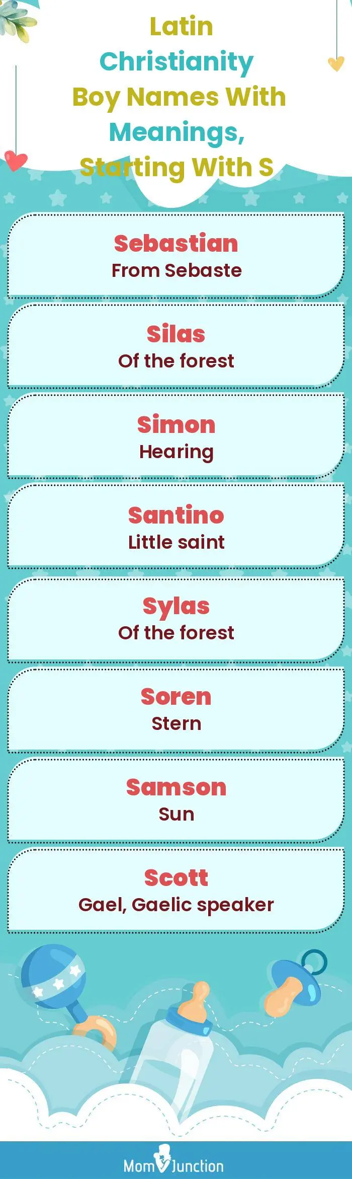  Latin Christianity Boy Names with Meanings, Starting With S(infographic)