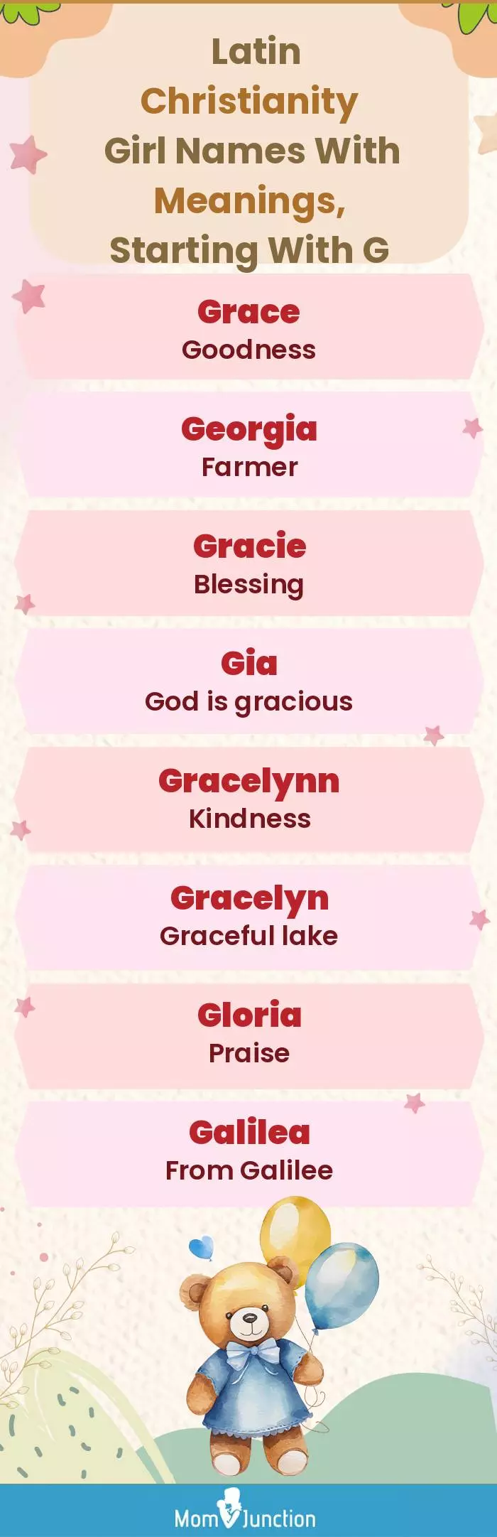  Latin Christianity Girl Names with Meanings, Starting With G(infographic)