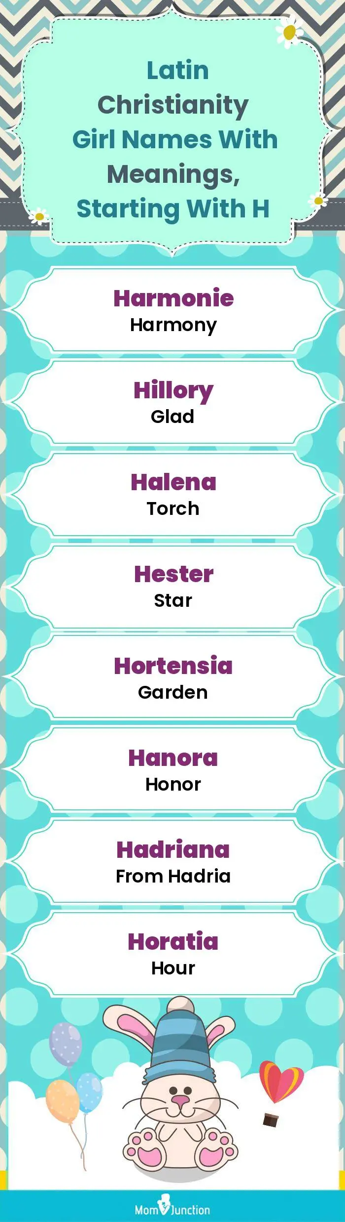  Latin Christianity Girl Names with Meanings, Starting With H(infographic)