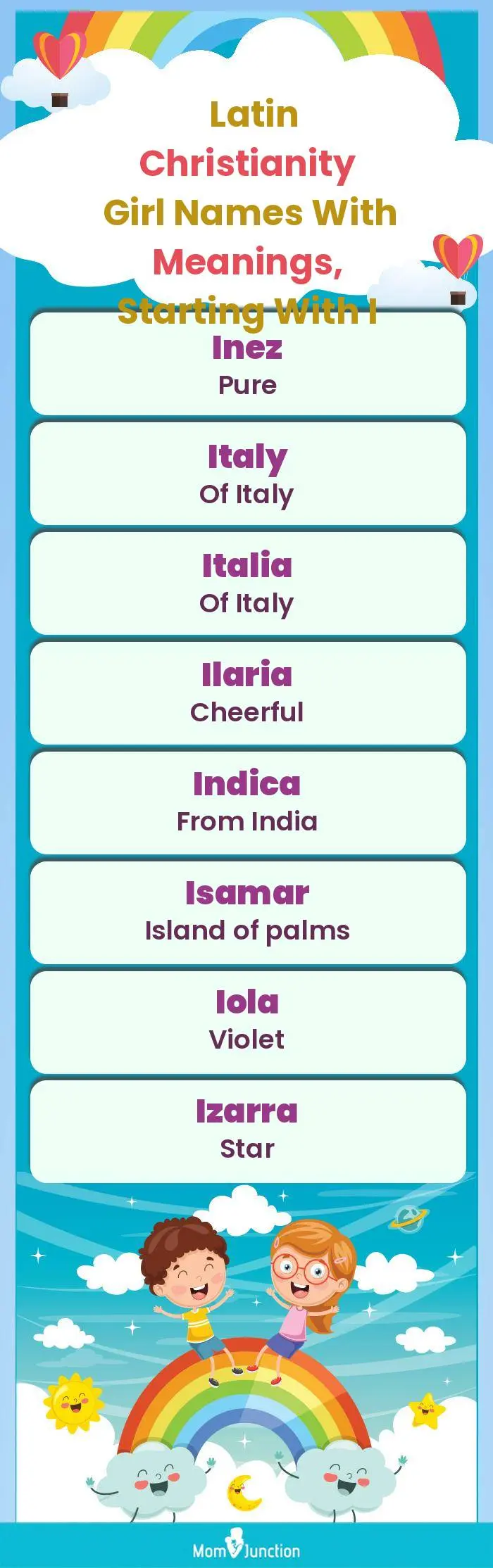  Latin Christianity Girl Names with Meanings, Starting With I(infographic)