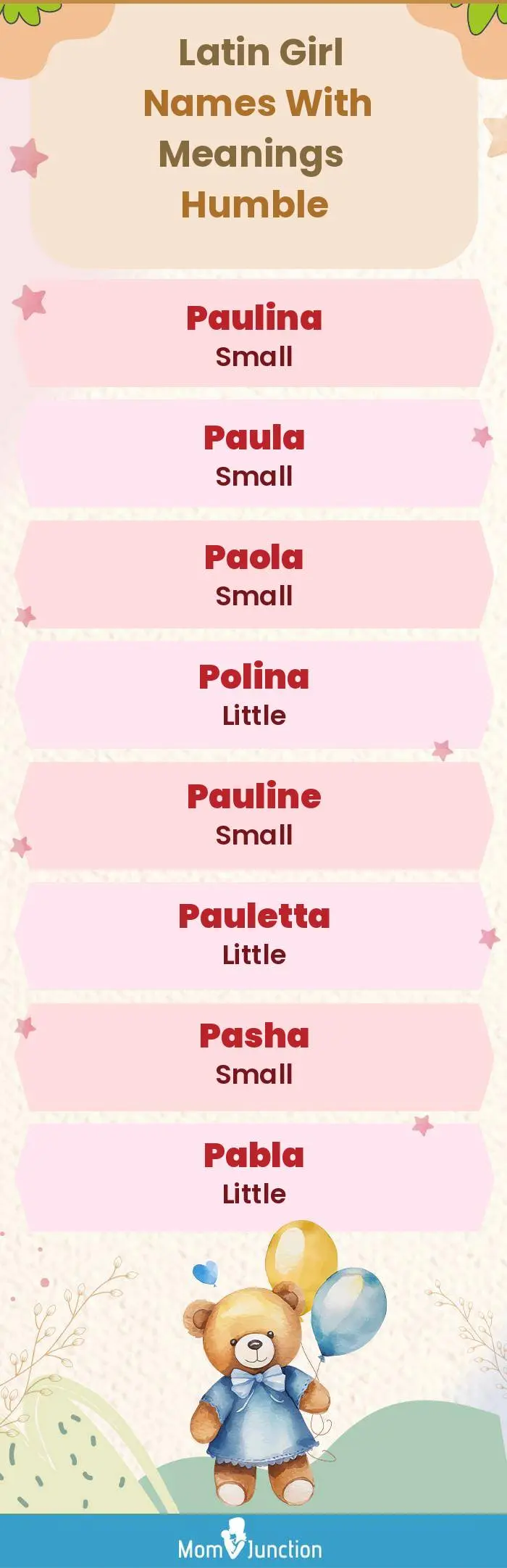  Latin Girl Names with Meanings Humble(infographic)