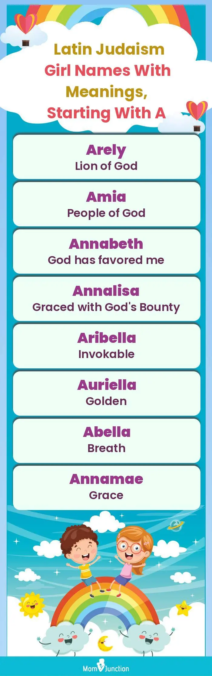  Latin Judaism Girl Names with Meanings, Starting With A(infographic)