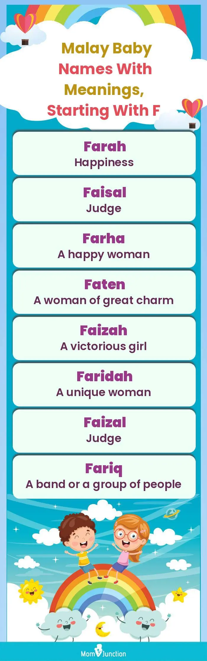  Malay Baby Names with Meanings, Starting With F(infographic)