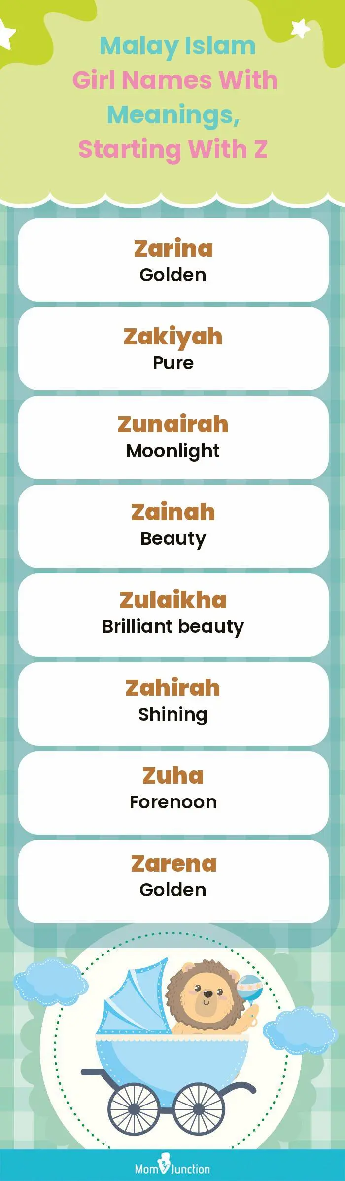  Malay Islam Girl Names with Meanings, Starting With Z(infographic)