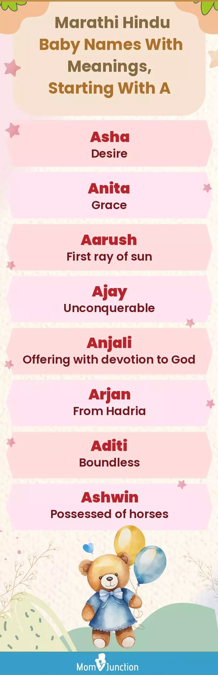  Marathi Hindu Baby Names with Meanings, Starting With A(infographic)